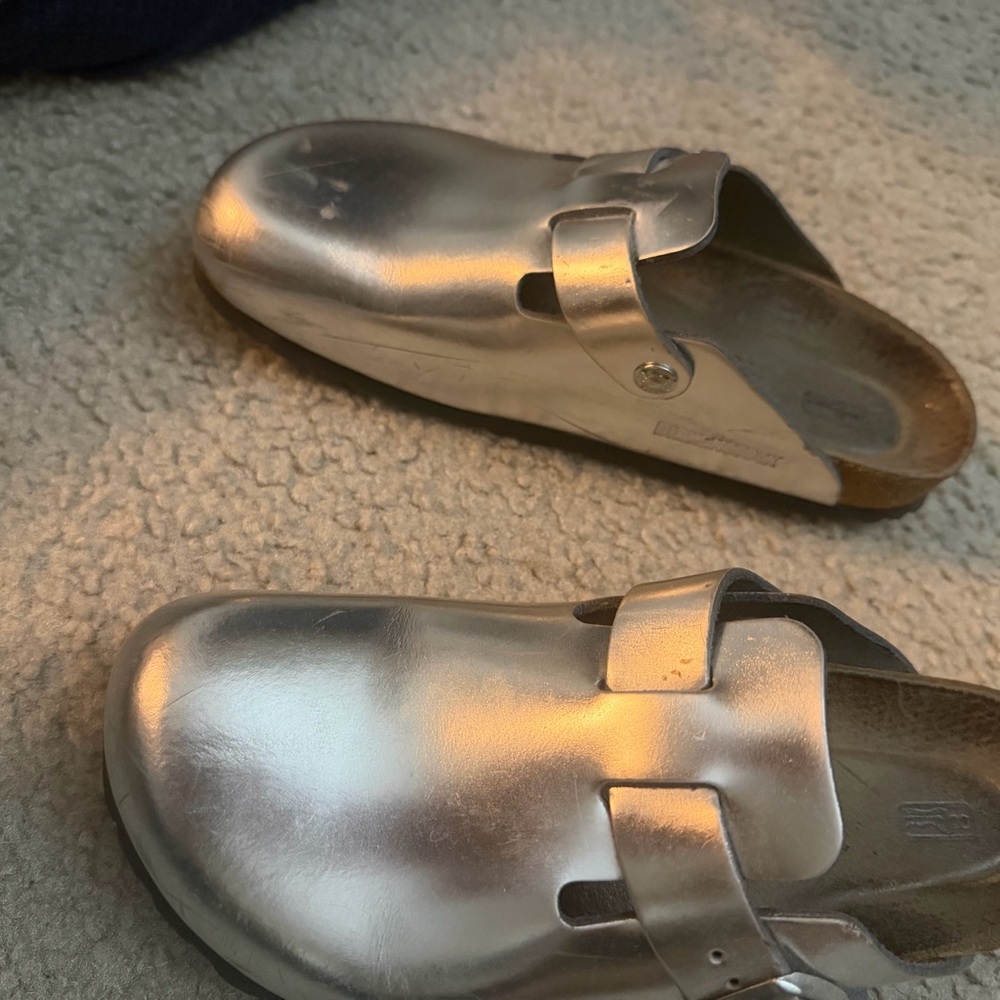 Silver Boston Birkenstock Clogs {size 39} - Picture 3 of 3
